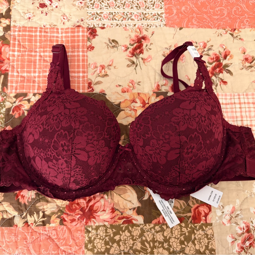 Victoria's Secret Burgundy Lace Underwire Bra